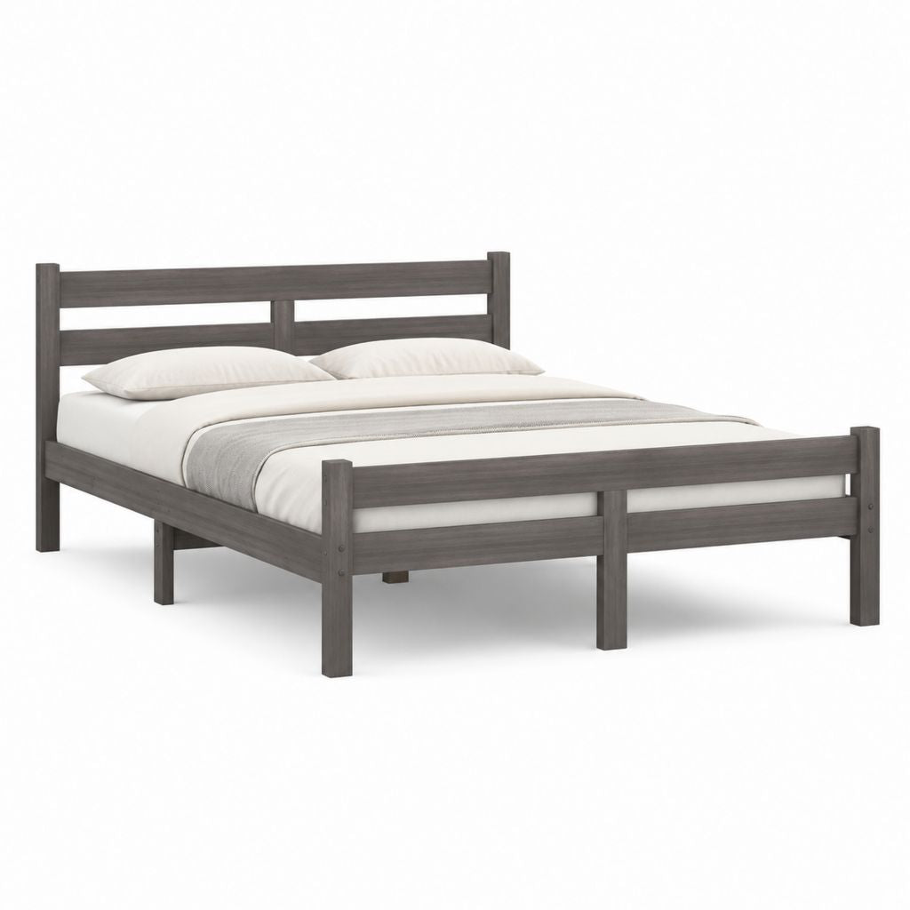 Letto matrimoniale con struttura grigio antracite in legno massello di pino 160 x 200 cm