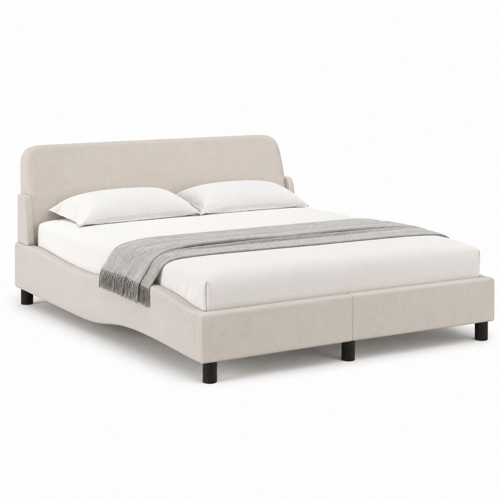 Letto matrimoniale imbottito beige in poliestere rettangolare 160 x 200 cm