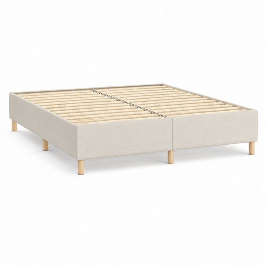 Struttura letto matrimoniale rettangolare beige in poliestere con rete a doghe 160 x 200 cm