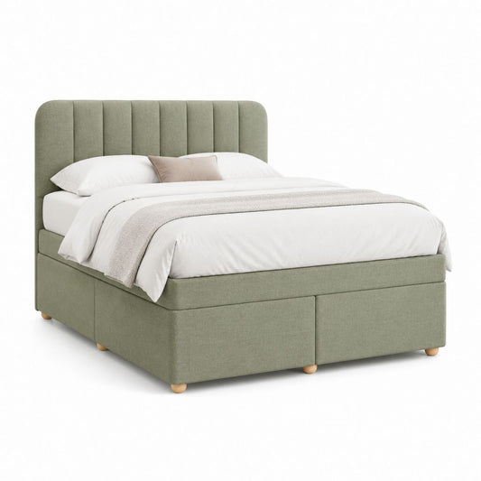 Letto matrimoniale imbottito verde salvia in poliestere 160 x 200 cm