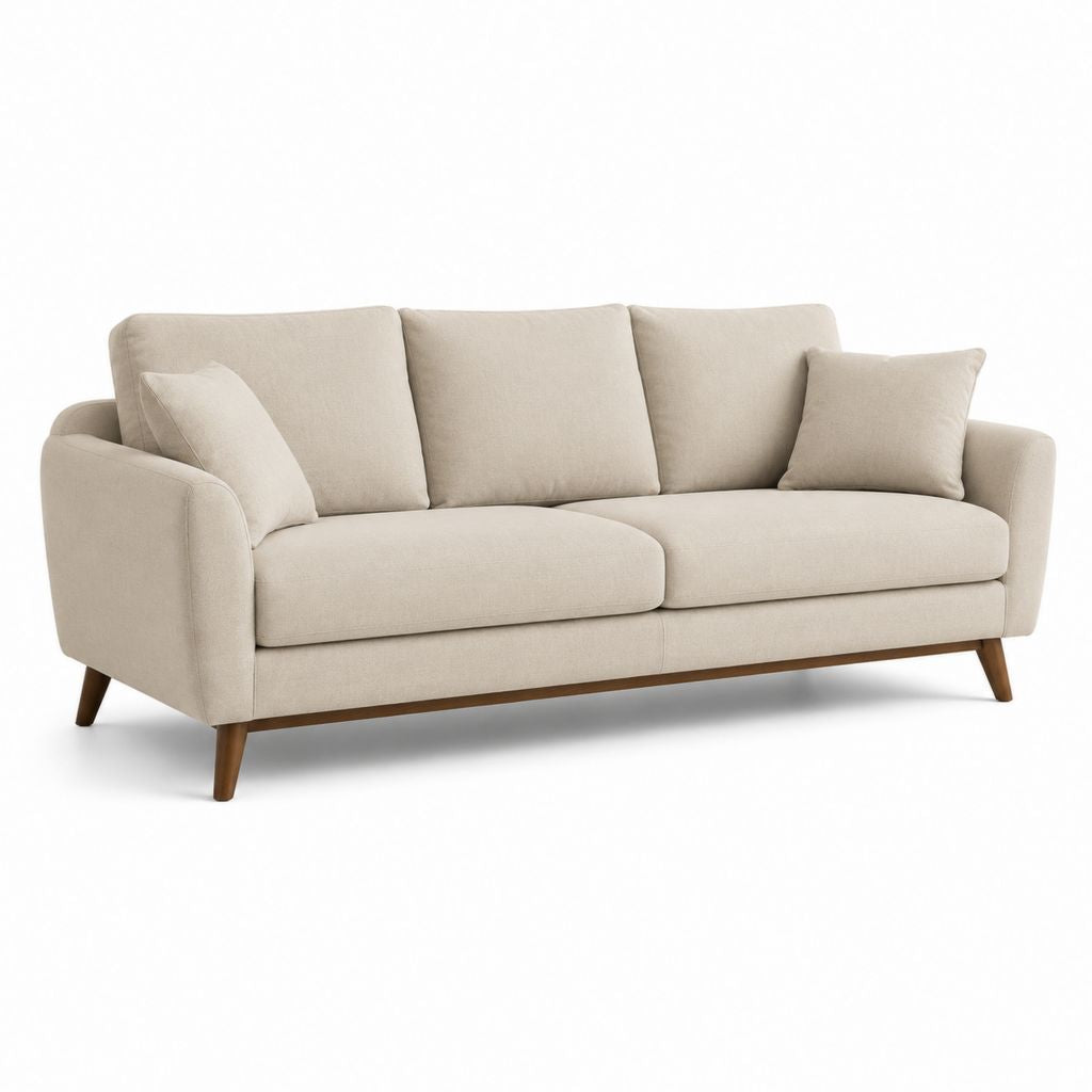 Divano 3 posti beige in poliestere rettangolare 210 x 90 x 85 cm