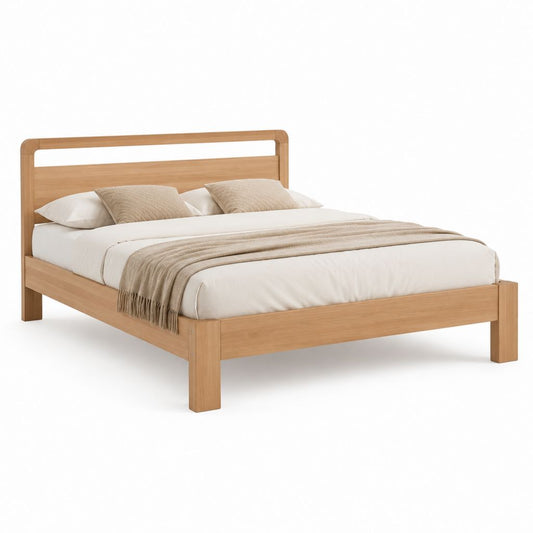 Letto matrimoniale con struttura in rovere massello naturale rettangolare 170 x 210 x 105 cm