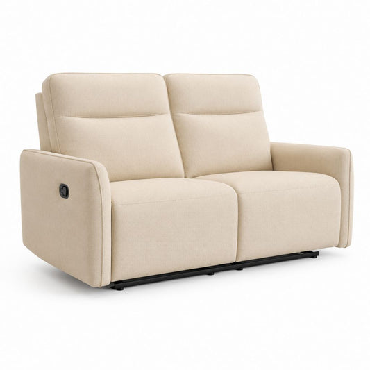 Divano reclinabile 2 posti beige in poliestere con schienali regolabili 160 x 95 x 100 cm