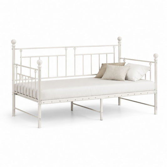 Letto singolo rettangolare in acciaio bianco 90 x 200 cm