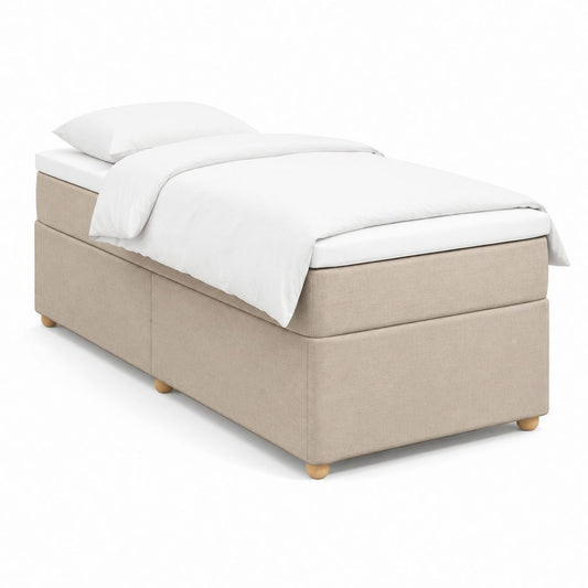 Letto singolo imbottito beige in poliestere 90 x 200 cm